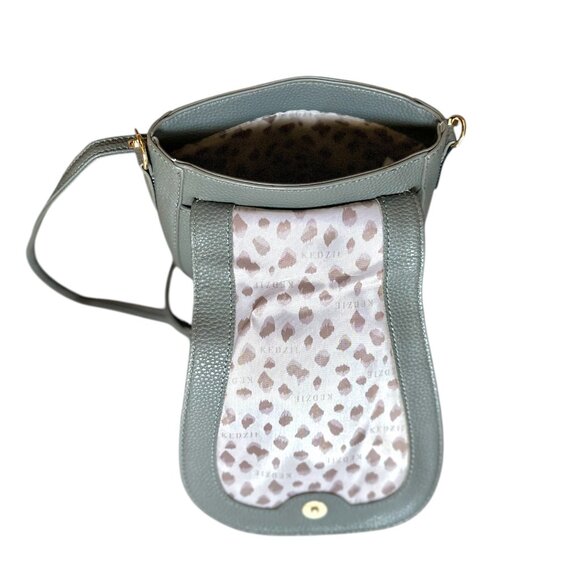 Kedzie - Camden Vegan Leather Mini Messenger Bag - Grey with Detachable Strap - Picture 3 of 5